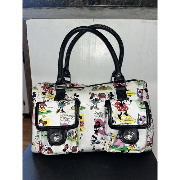 Disney Parks Handbag Mickey Mouse & Minnie Mouse Collage Purse 13" x 7" - Picture 2 of 7